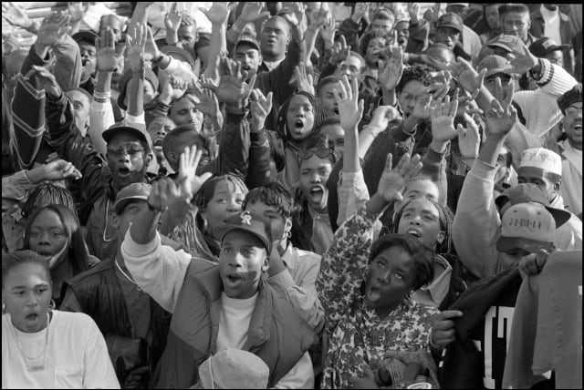 Fans de la música hip hop en Harlem