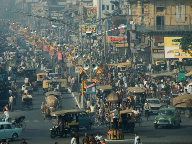 Una calle de Nueva Delhi, en India.