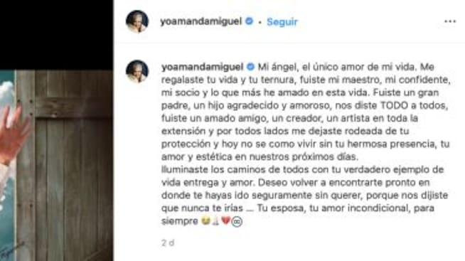Amanda Miguel dedica mensaje de despedida a Diego Verdaguer