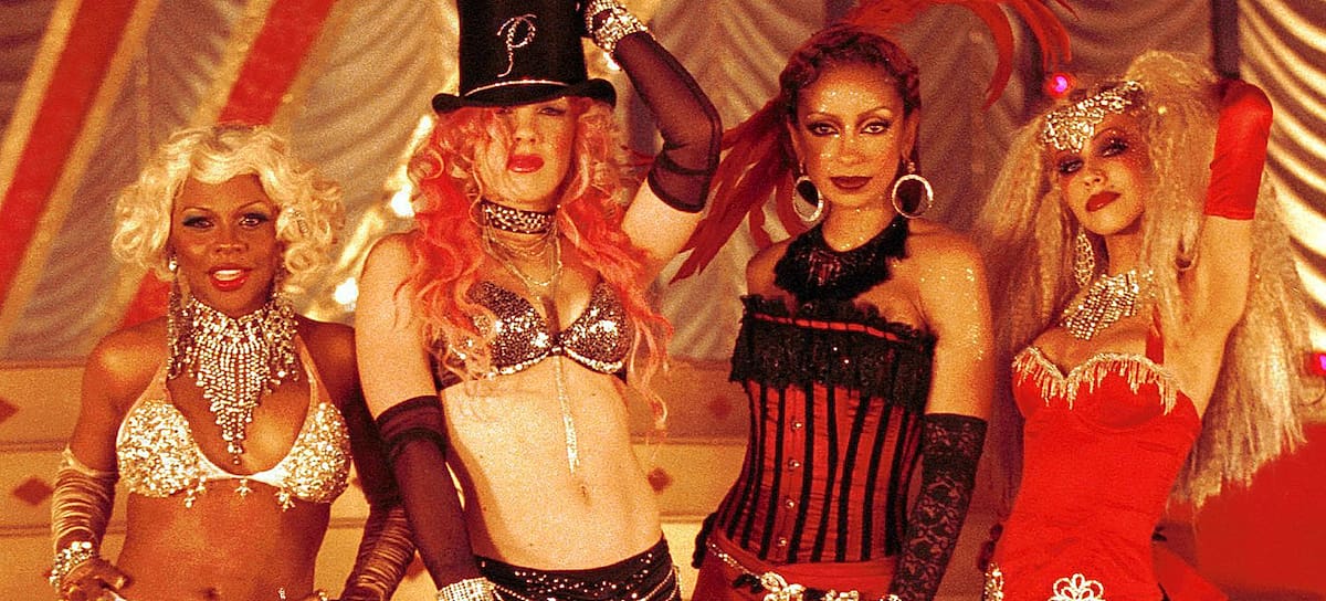 De izda. a dcha.: Lim' Kim, Pink, Mýa y Christina Aguilera.