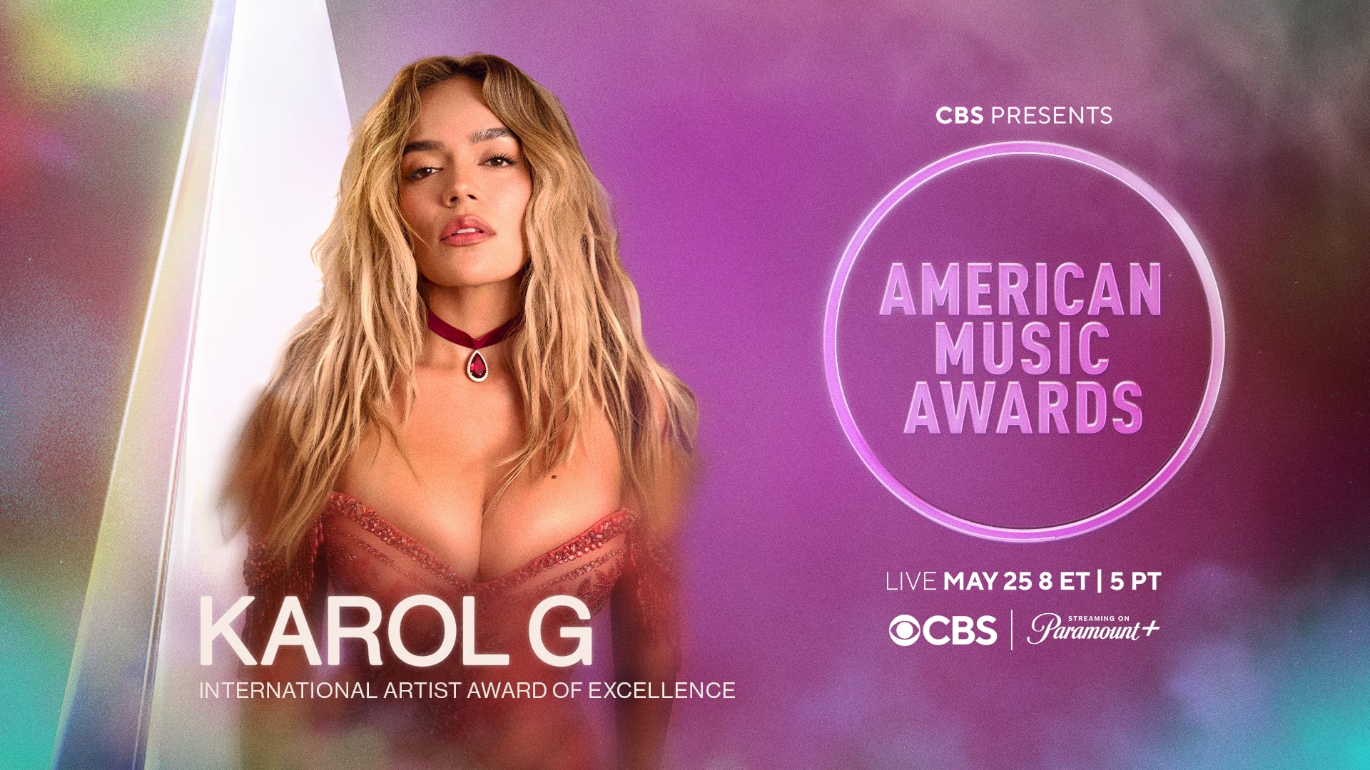 Cartel de la presentación de Karol G en los AMAS, 25 de mayo de 2026