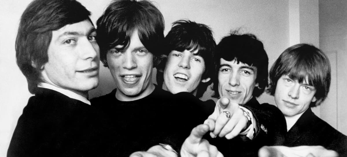 Los Rolling Stones: Charlie Watts, Mick Jagger, Keith Richards, Bill Wyman y Brian Jones (la foto es de abril de 1964)