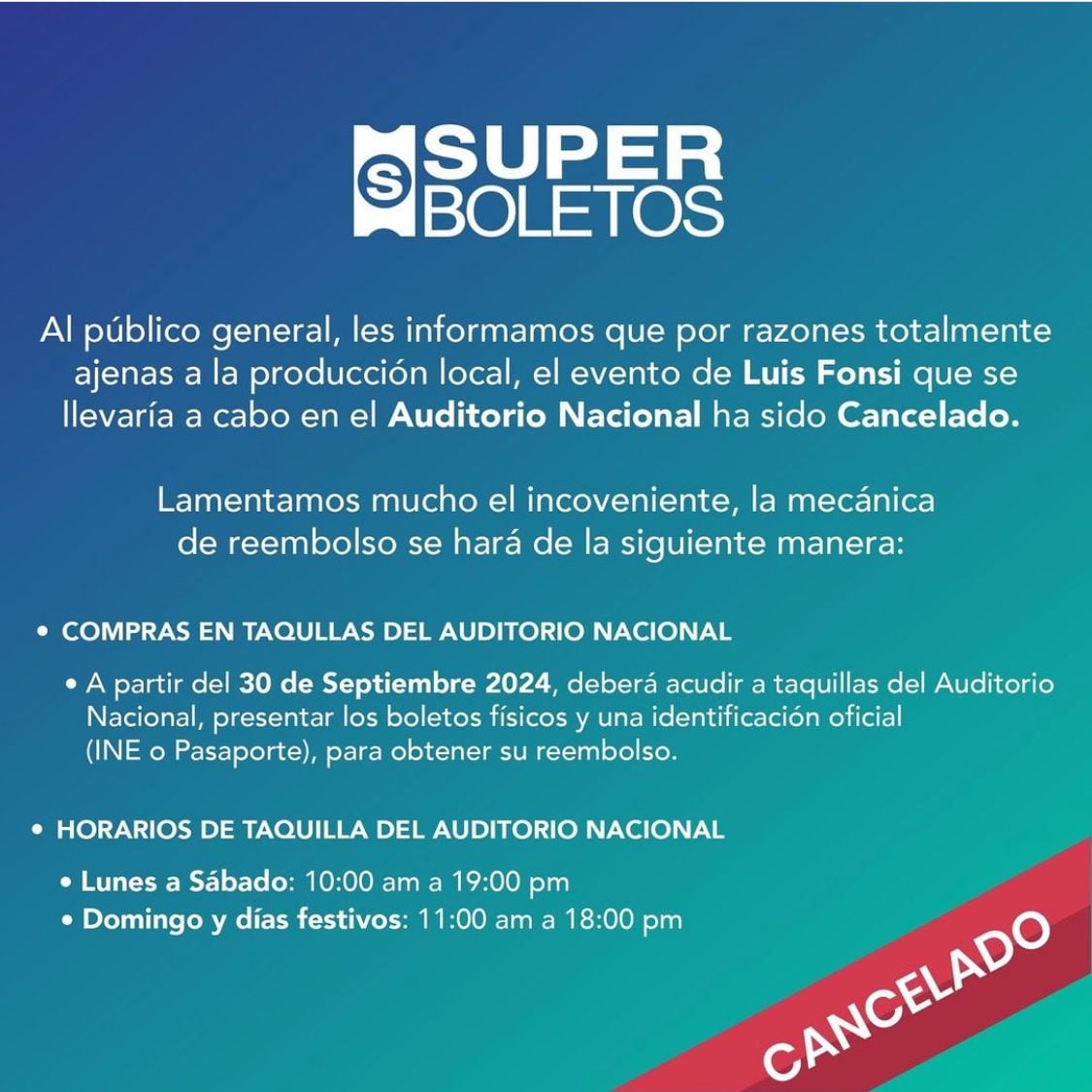 Luis Fonsi cancela concierto en CDMX