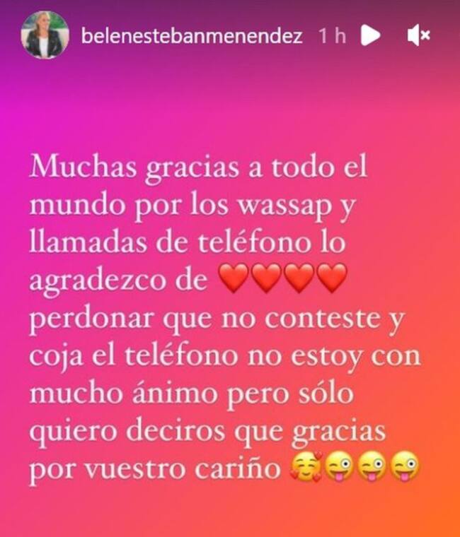 Belén Esteban comparte sus primeras palabras tras el accidente en Instagaram.
