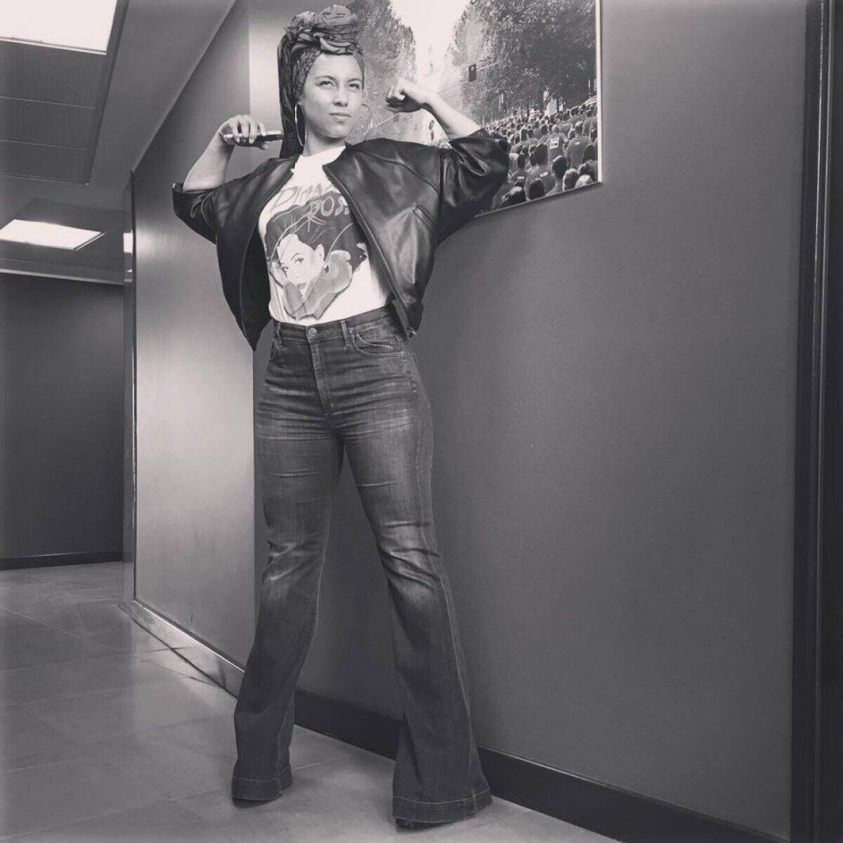 Alicia Keys y su remera retro de Diana Ross