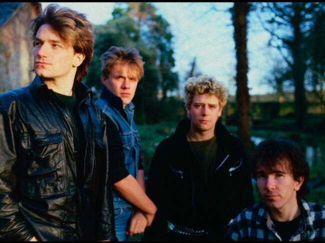 Retrato de la U2 en 1982 en Dublín, Irlanda.