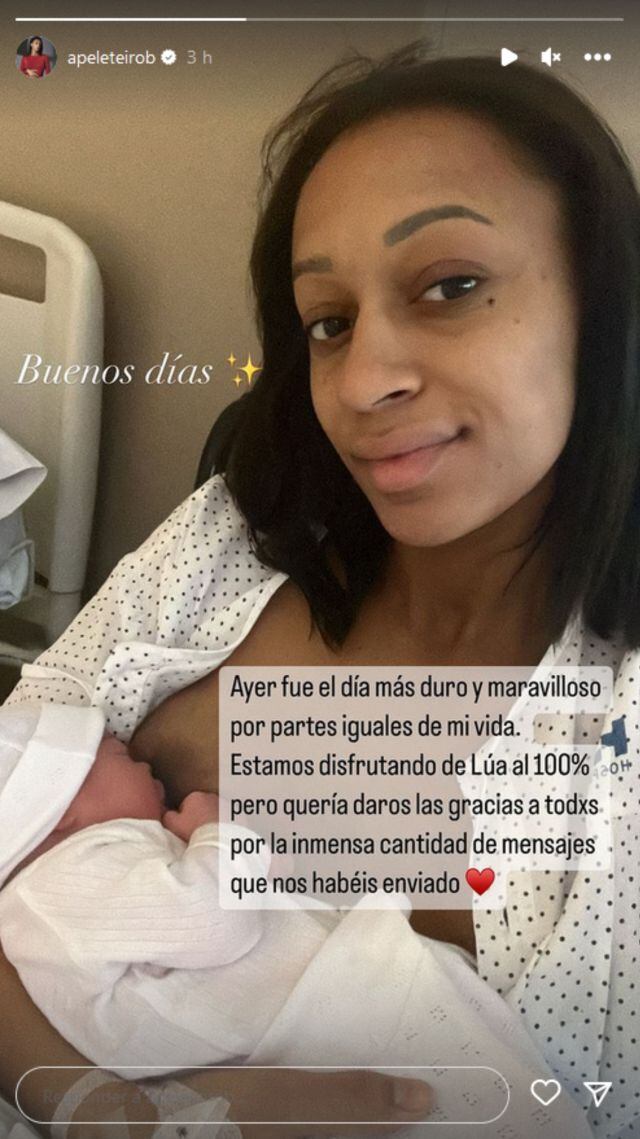 Ana Peleteiro da la bienvenida a su bebé.