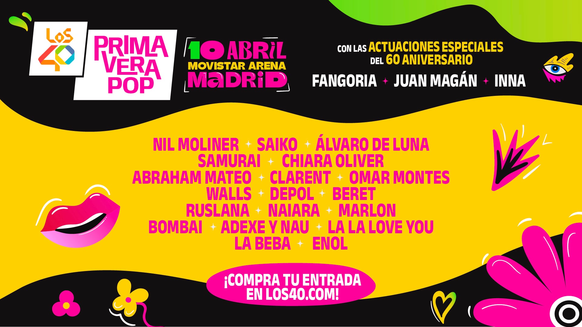 Cartel completo de LOS40 Primavera Pop 2026 en Madrid