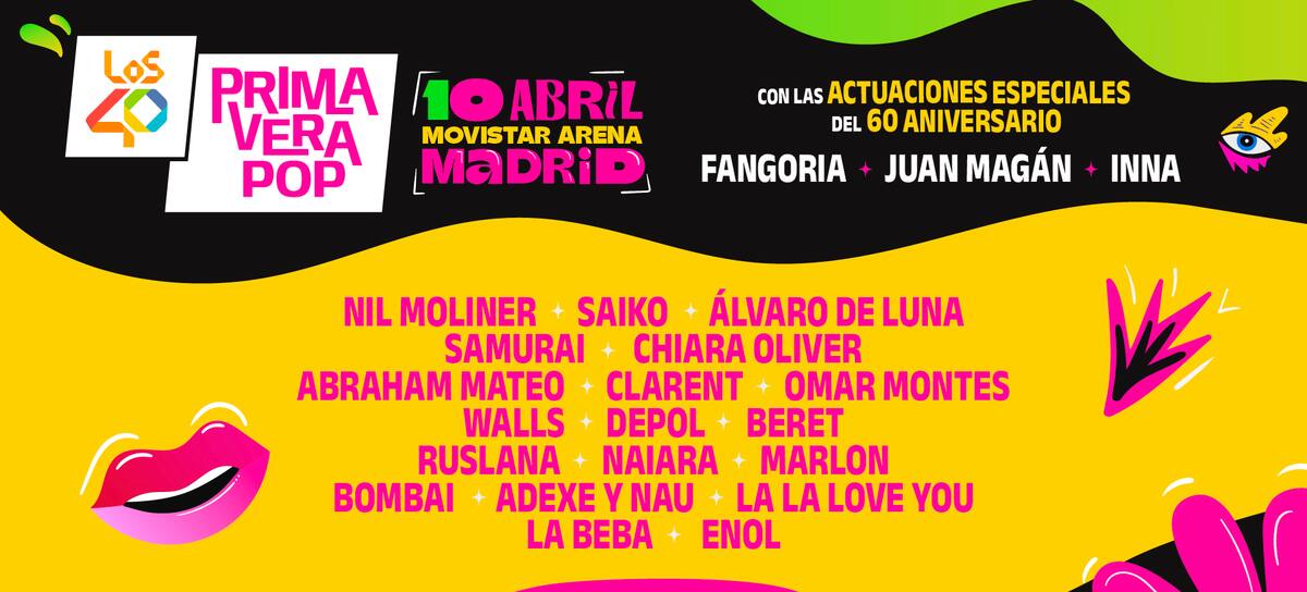 Cartel completo de LOS40 Primavera Pop 2026 en Madrid