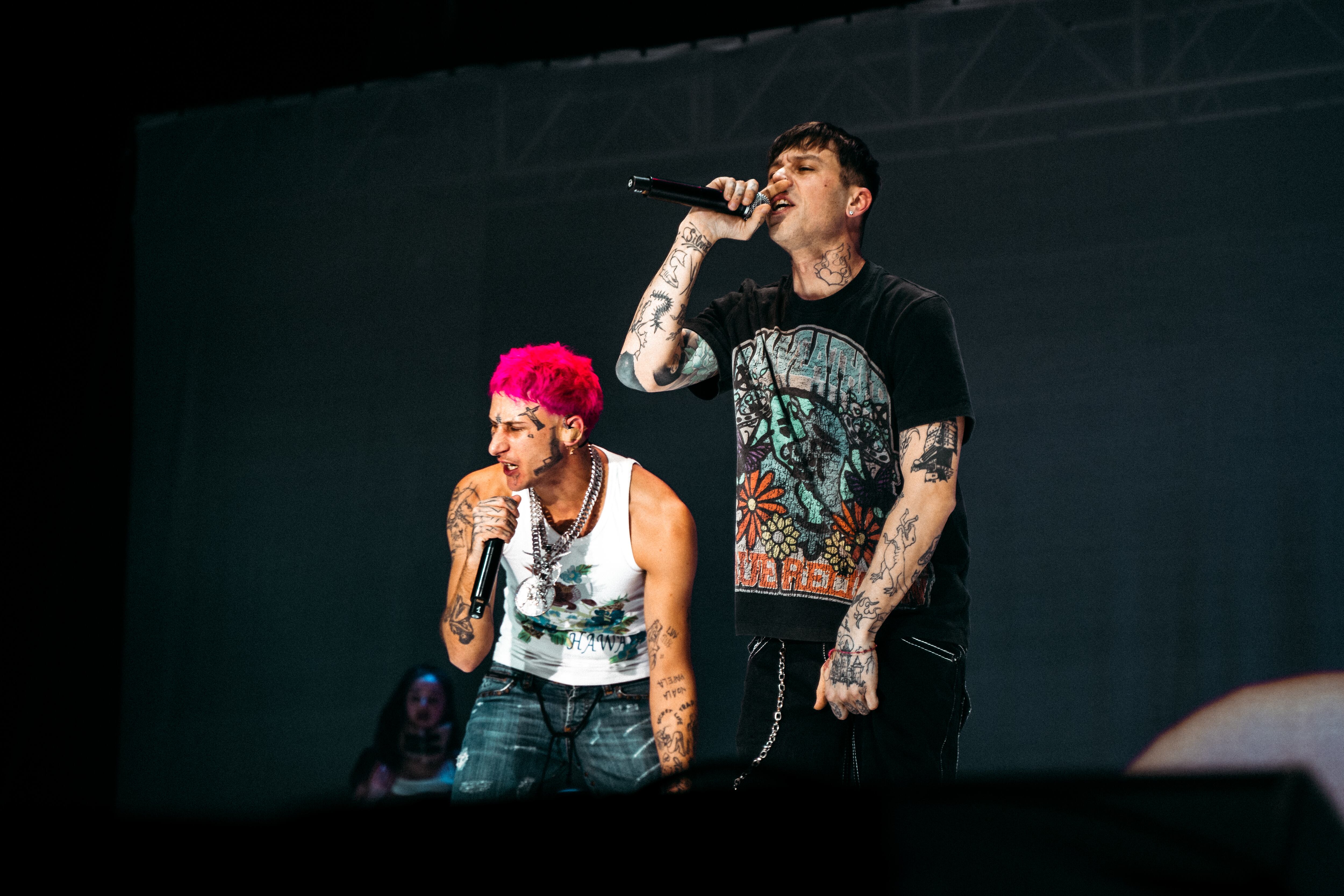 Yung Beef y Goa actuando juntos en el show de &#039;El Día de la Bestia&#039; en el Palacio Vistalegre de Madrid.