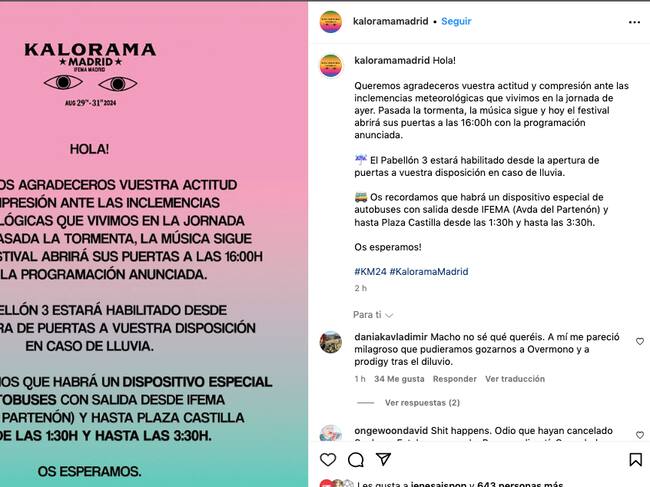 Comunicado del Kalorama.