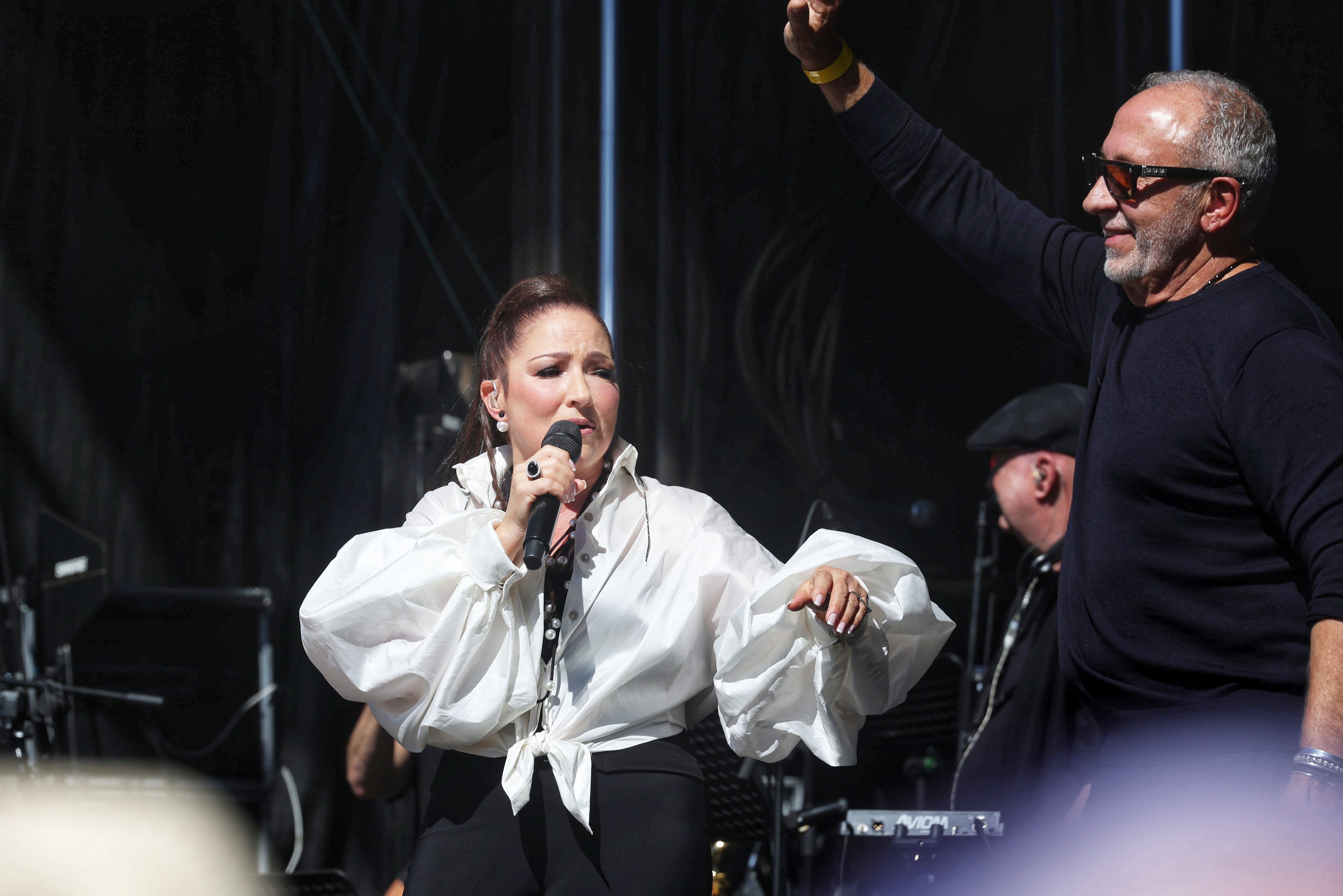 Gloria Estefan y Emilio Estefan durante su concierto en Madrid.