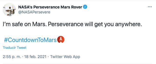 Primeras imágenes del rover Perseverance en Marte