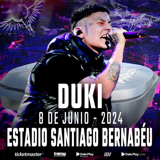 Cartel del concierto de Duki en el Nuevo Estadio Santiago Bernabéu en 2024
