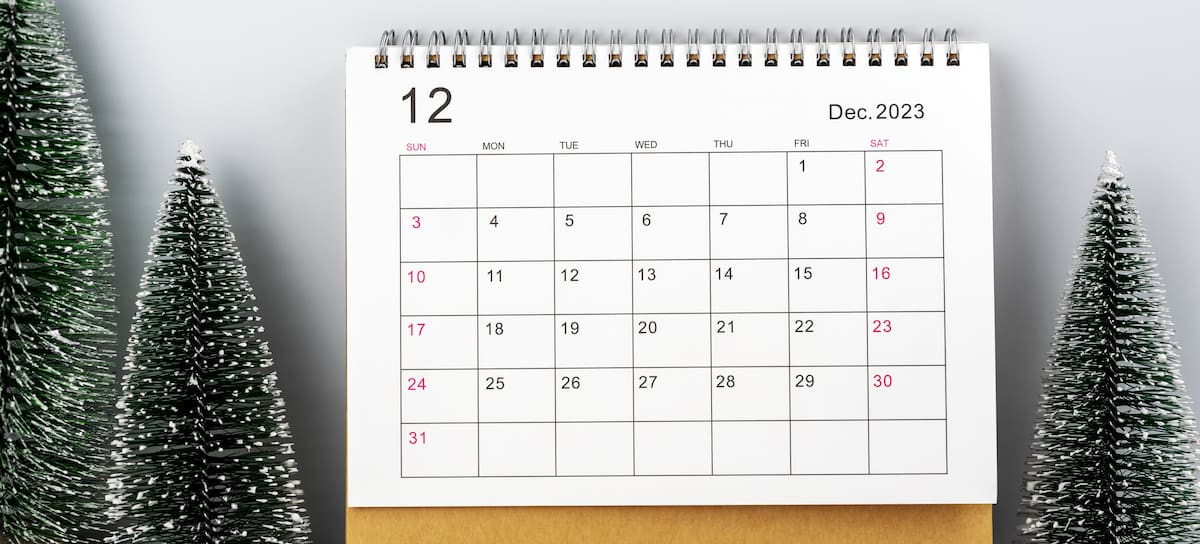 Calendario diciembre 2023.