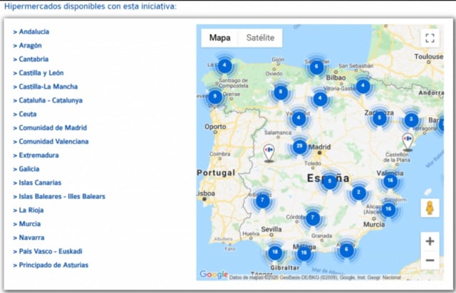 Hipermercados disponibles en esta iniciativa.