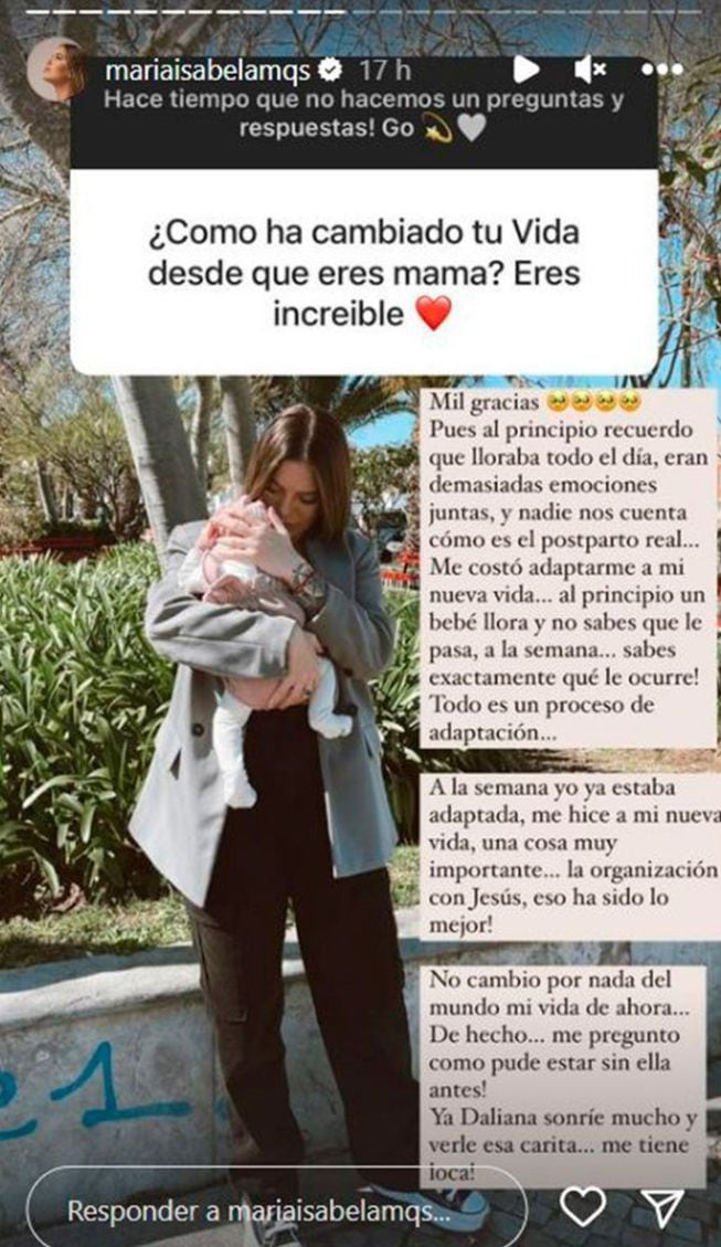 María Isabel habla de su maternidad.