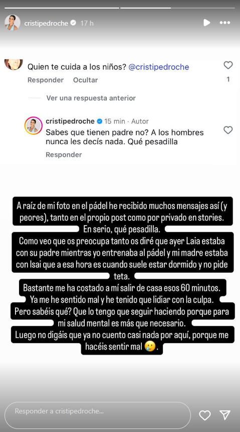 Cristina Pedroche en sus stories de Instagram.