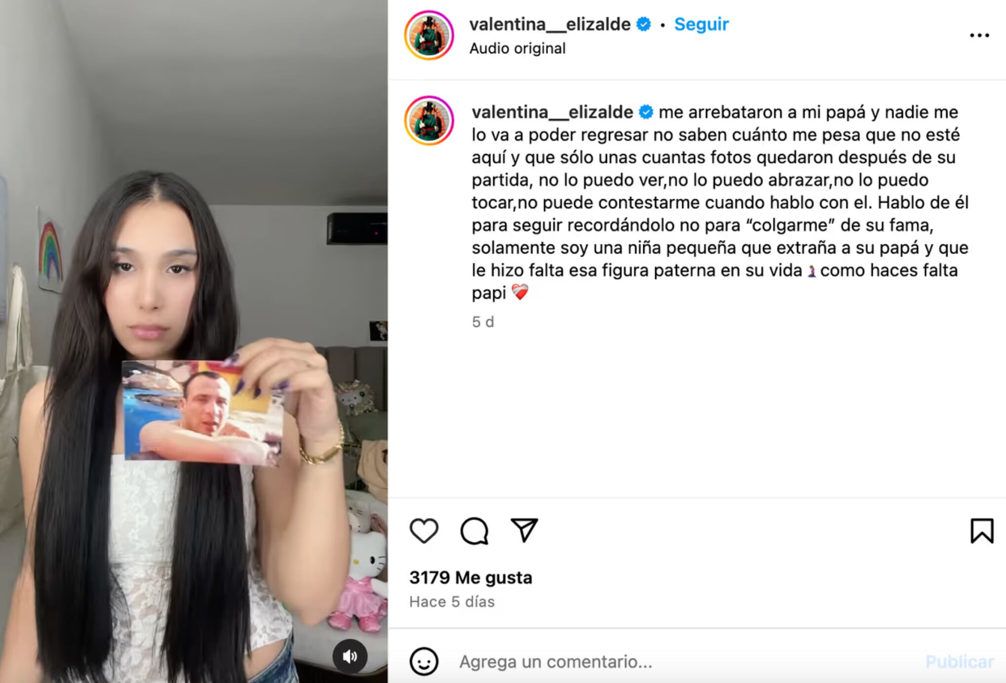 Valentina Elizalde habría mencionado al culpable de la muerte de su padre