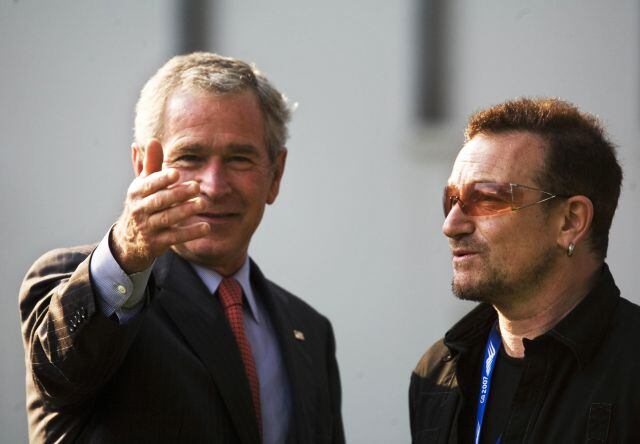 Reunión de George Bush y Bono en Alemania en 2007.