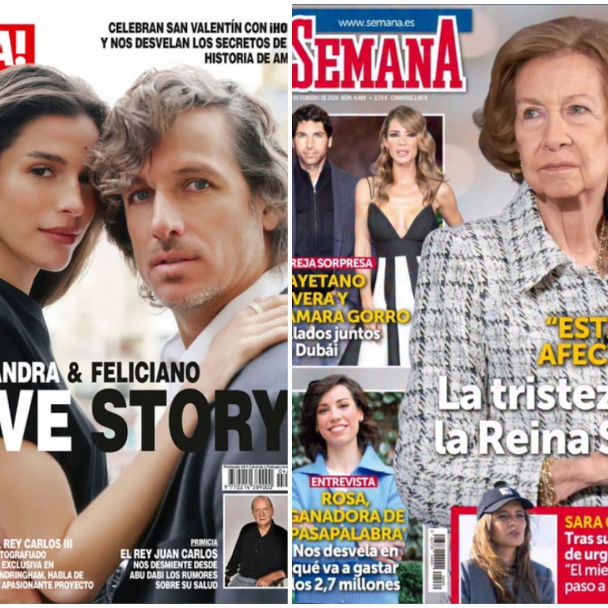 Las portadas de las revistas del corazón del 11 de febrero: Sara Carbonero, Tamara Gorro y Cayetano Rivera juntos y la tristeza de la Reina Sofía