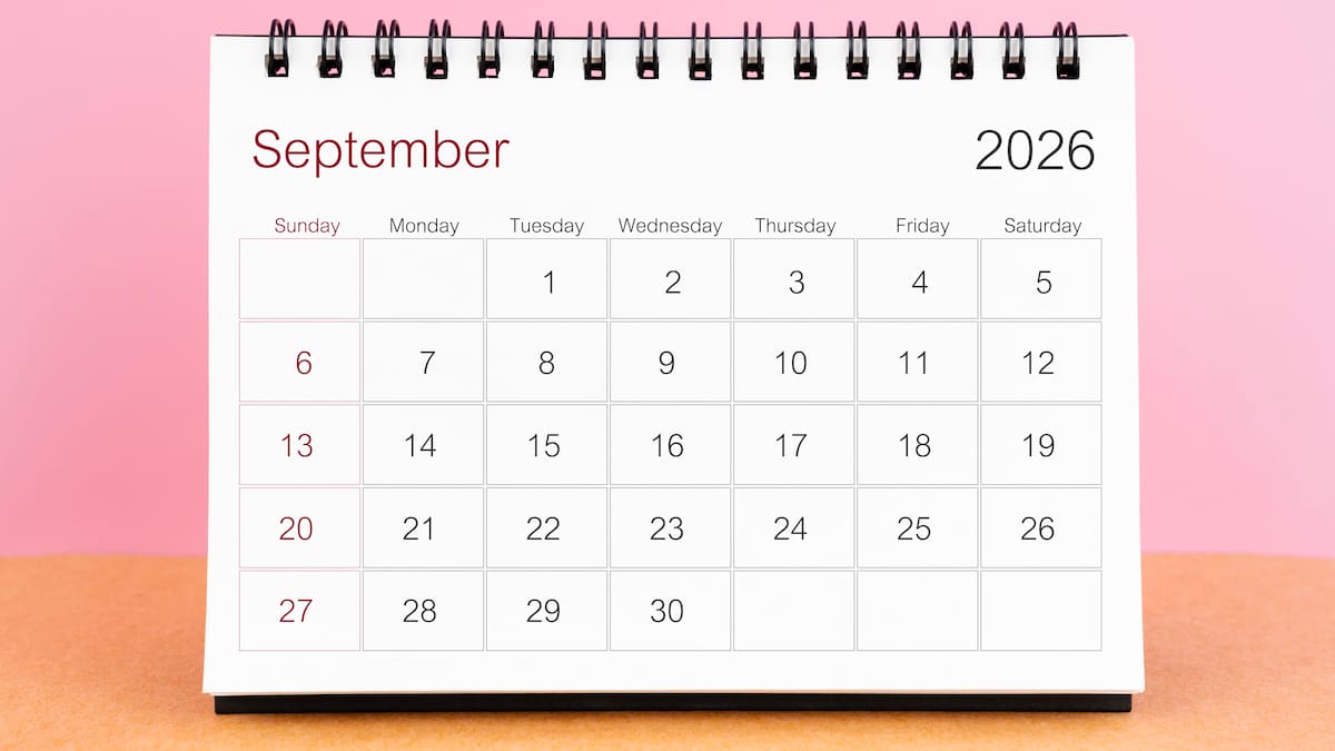 Calendario de septiembre 2026: festivos y fechas destacadas del mes