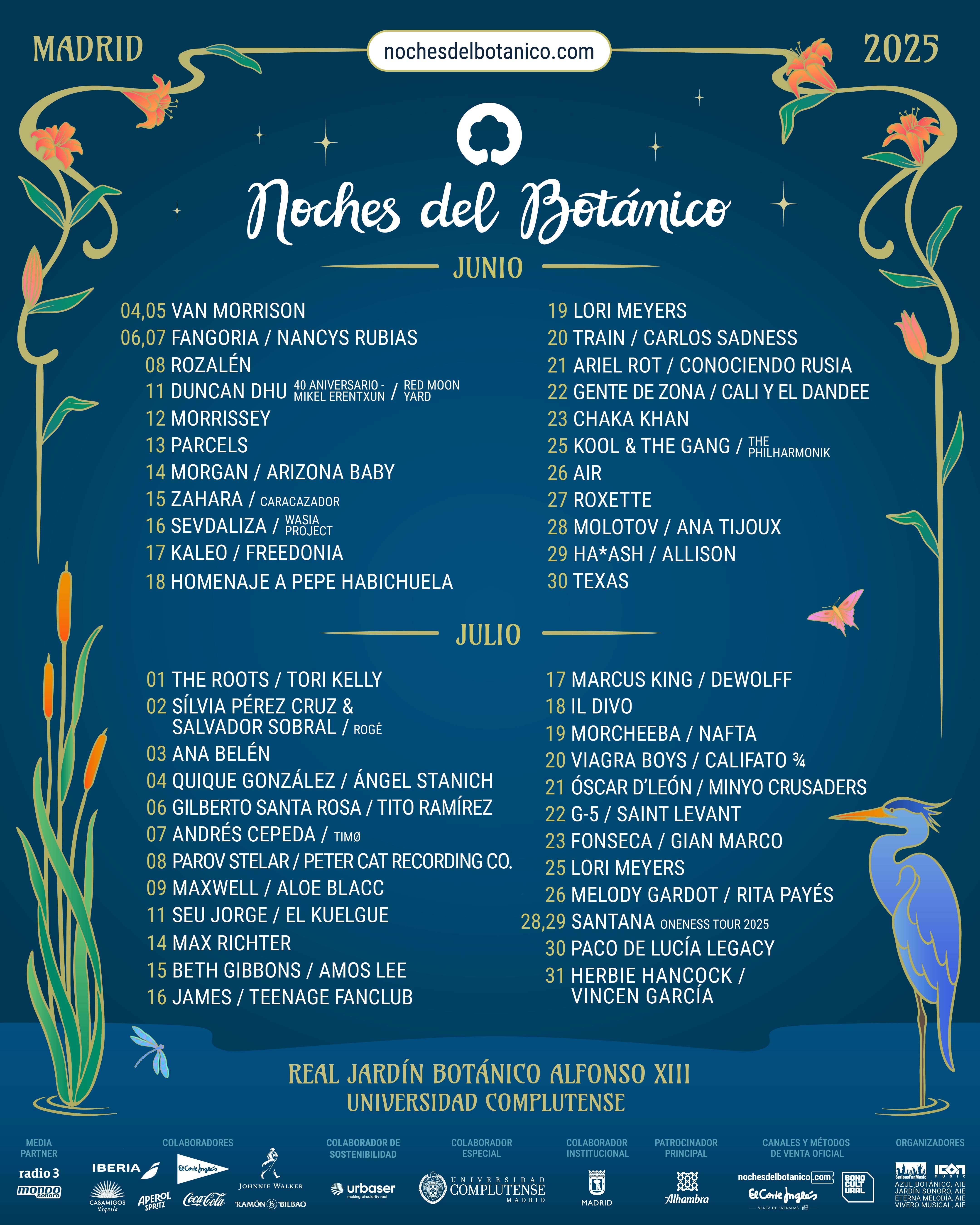 Cartel de Noches del Botánico 2025.