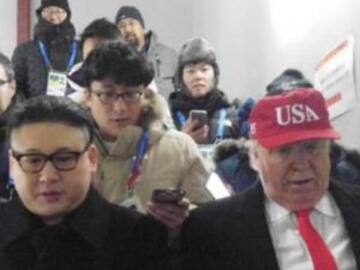 Se disfrazaron de Trump y Kim Jong-Un y los sacaron del estadio en PyeongChang