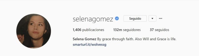 Cuenta Oficial de Selena Gomez en Instagram con 200 seguidos menos