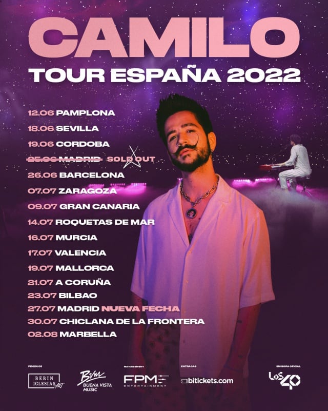 Cartel completo de la gira de Camilo en España