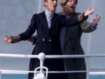 Céline Dion y James Corden recrean icónica escena de &quot;Titanic&quot;