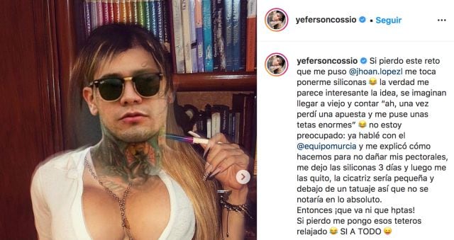 Yeferson Cossio, un influencer colombiano, dice &quot;sí a todo&quot; y cumplió el reto de ponerse implantes