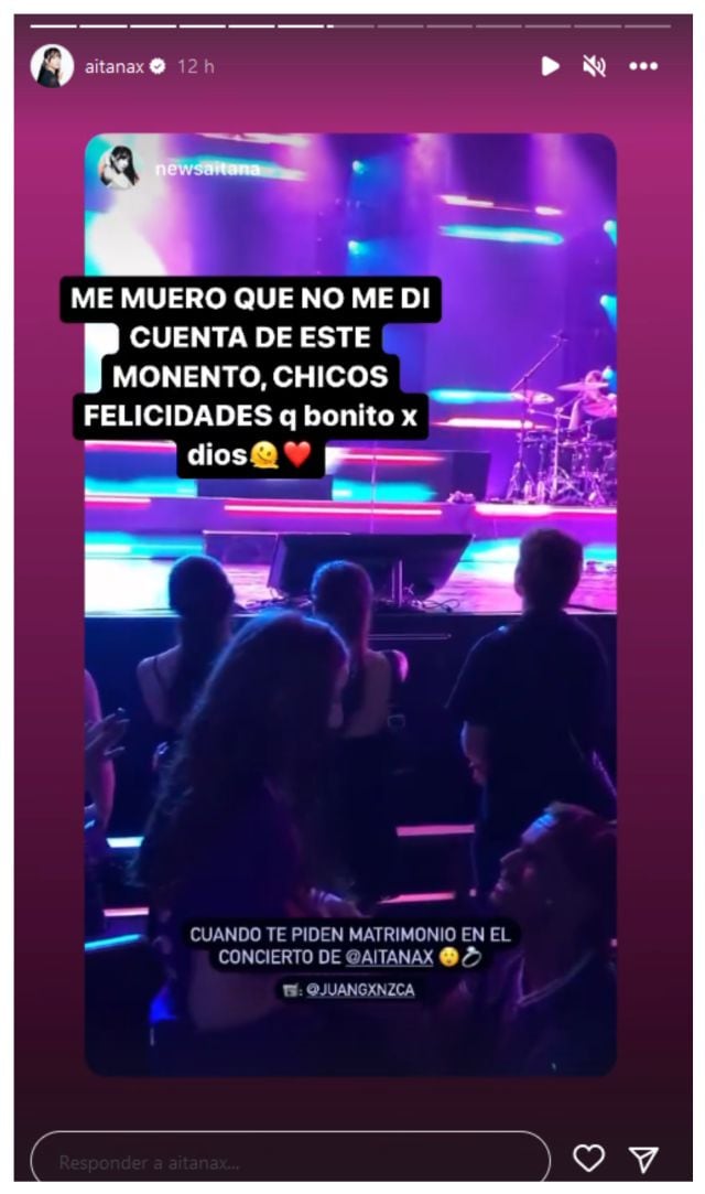 Aitana reacciona al momento en el que le piden matrimonio 