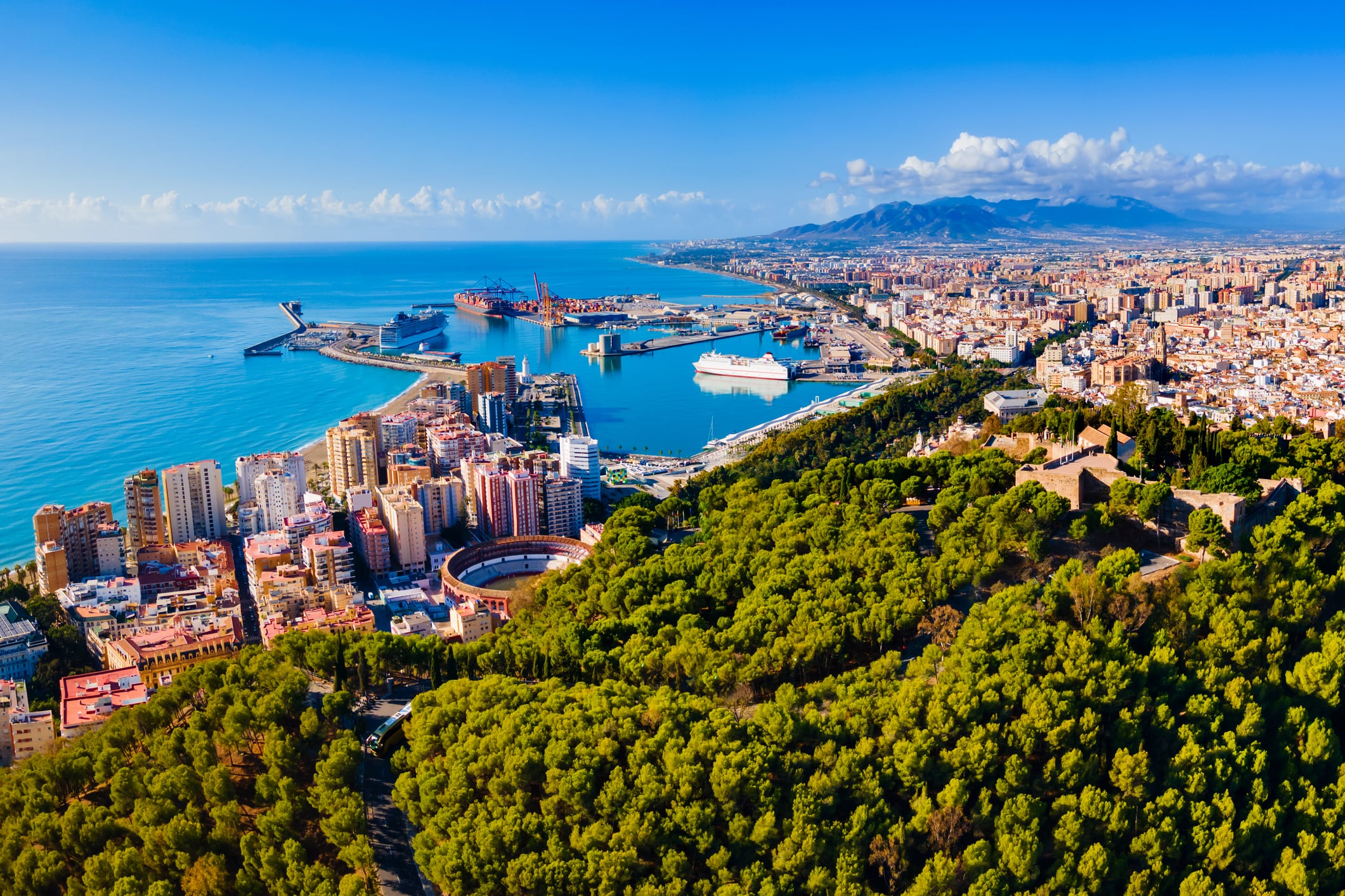 Vista aérea de Málaga.