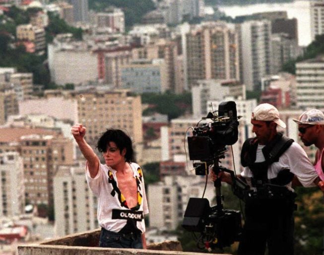 Michael Jackson durante la grabación de &#039;They Don&#039;t Care About Us&#039; en Río de Janeiro en 1996.