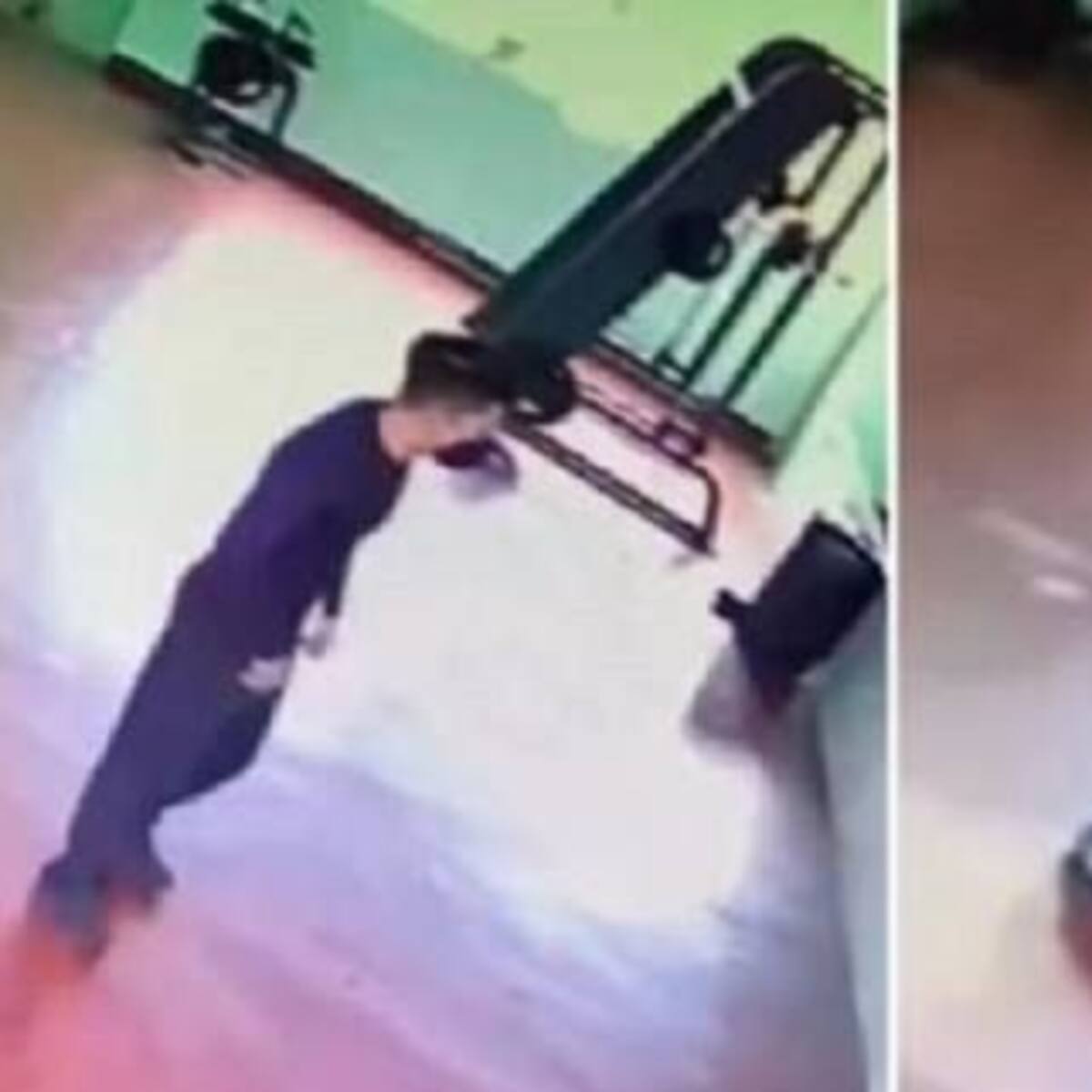 ¡Qué miedo! Un hombre es arrastrado por un fantasme en un gimnasio