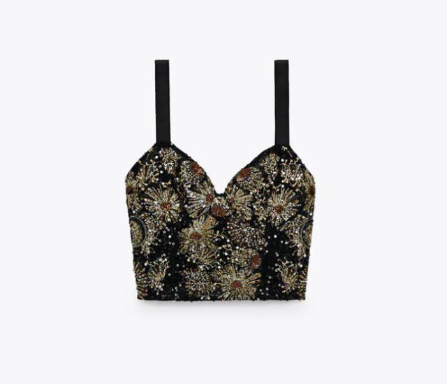 Bustier de lentejuelas y perlas de ZARA