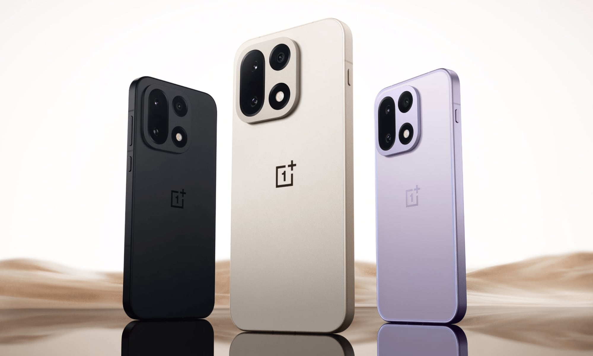 OnePlus 15: Absolute Black, Sand Storm y Ultra Violet.