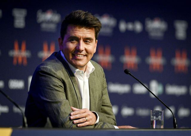 Jan Smit en la rueda de prensa de Eurovisión 2021