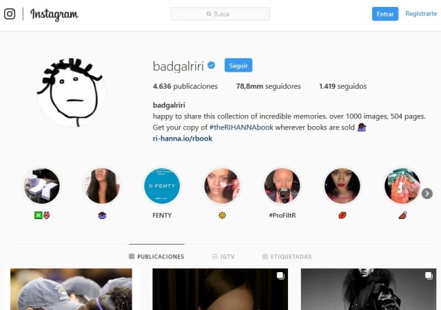 Rihanna y su cuenta verificada en IG