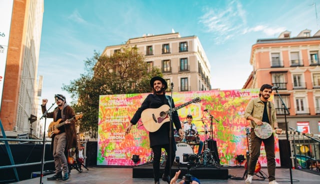 Morat en la Plaza de Callao de Madrid, en marzo 2020.