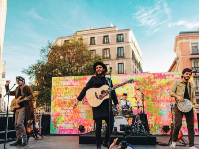 Morat en la Plaza de Callao de Madrid, en marzo 2020.