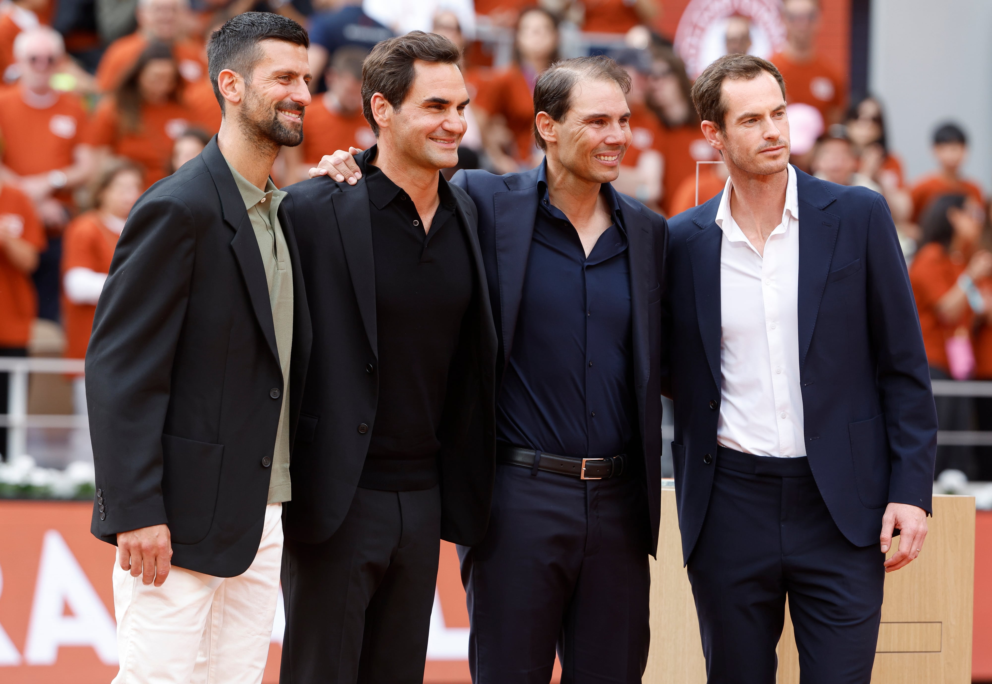 Djokovic, Federer, Nadal y Murray, en el homenaje a Rafa Nadal en Roland Garros
