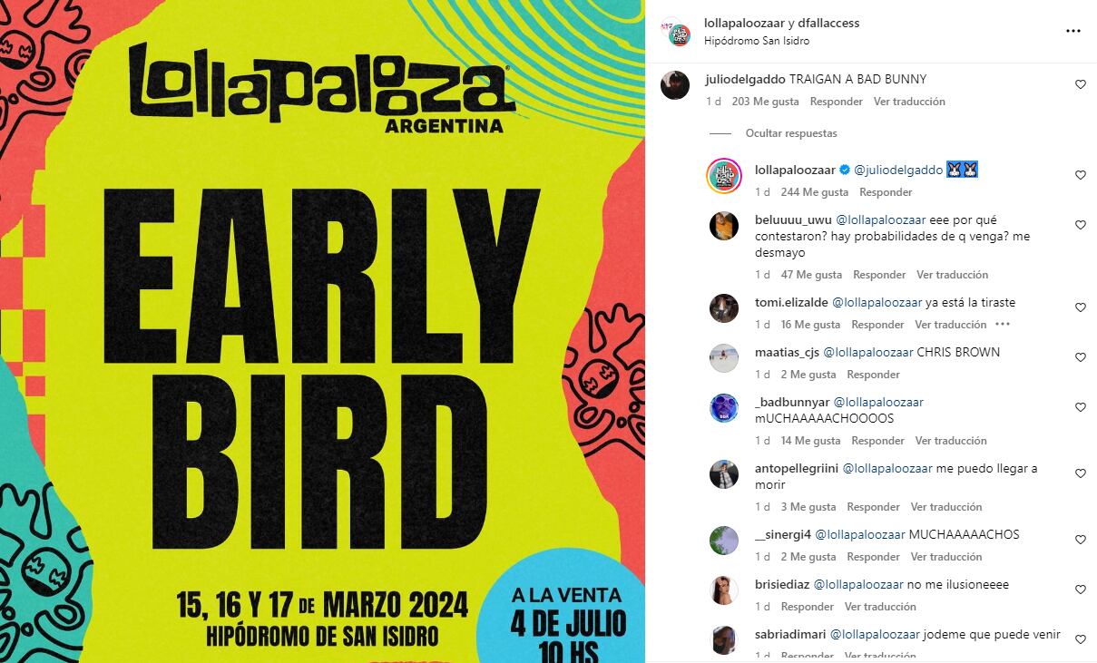 Captura Instagram @lollapaloozaar</a>