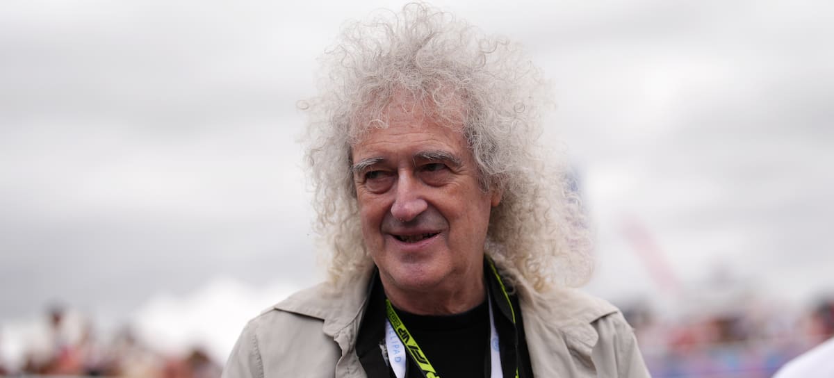 Brian May en el circuito de Silverstone