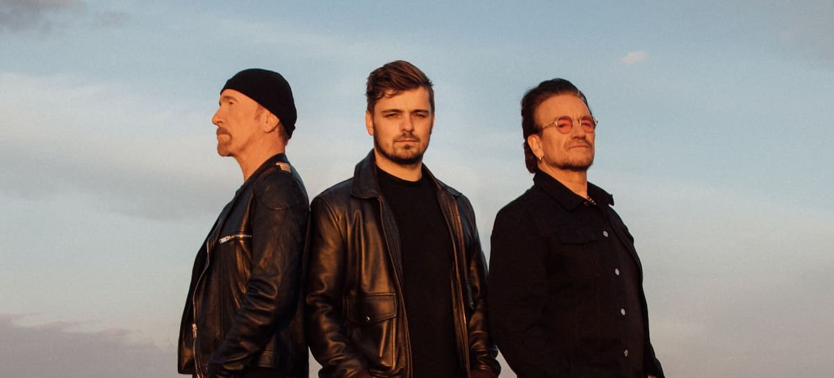 Imagen de Martin Garrix, The Edge y Bono cortesía de Sony Music