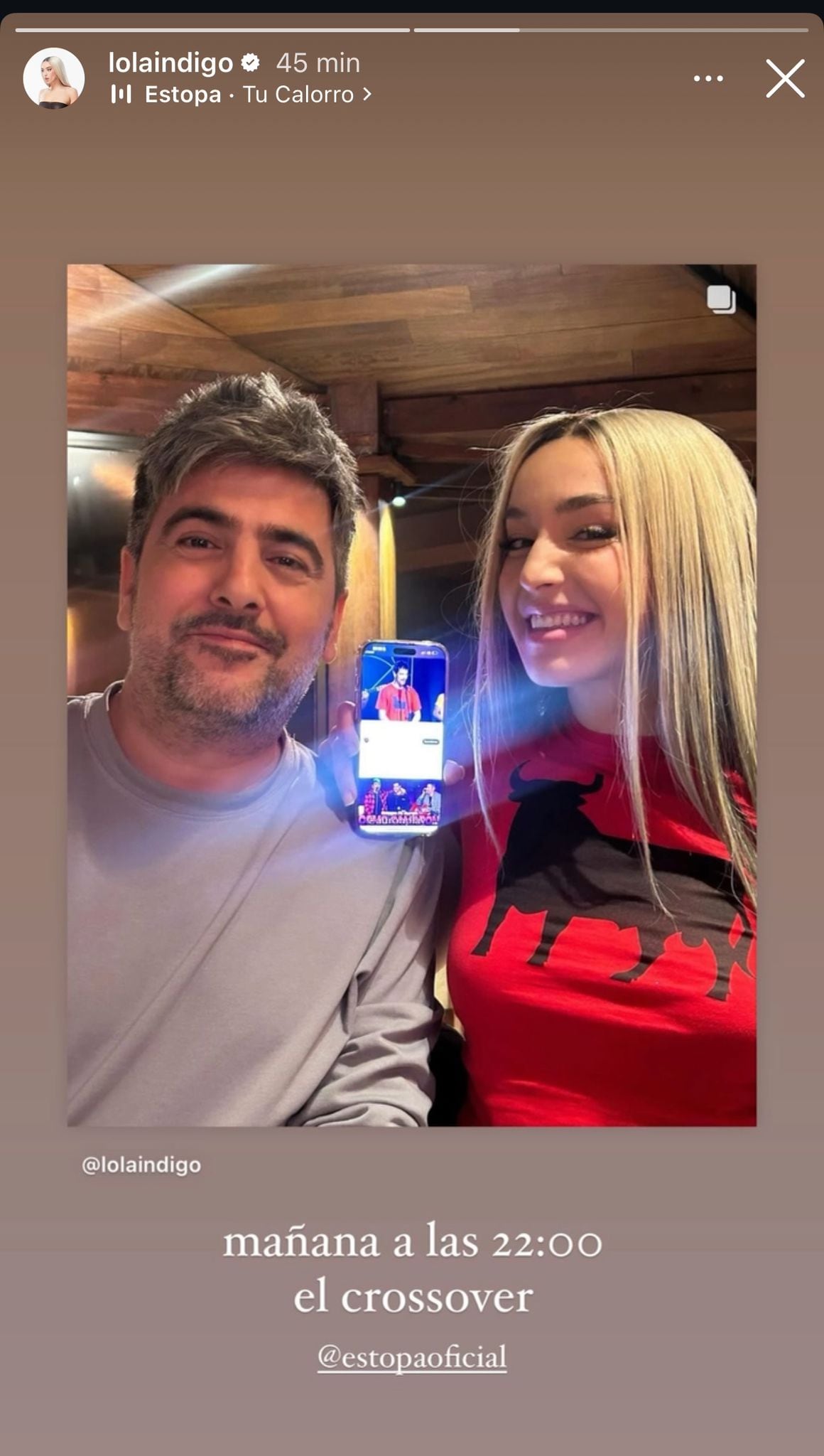 Lola Índigo y David Muñoz  en una historia de Instagram