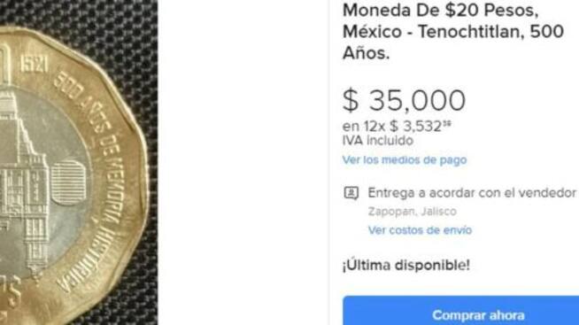 Primera moneda (500 años de memoria histórica de México-Tenochtitlan)