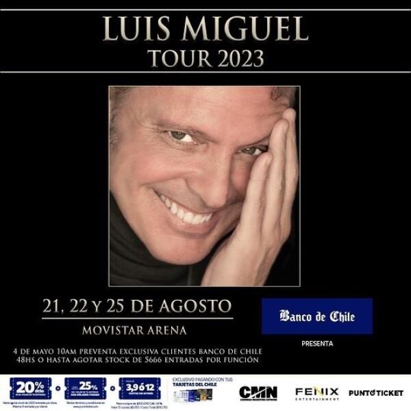 Luis Miguel en Chile 2023 (Instagram @puntoticket)