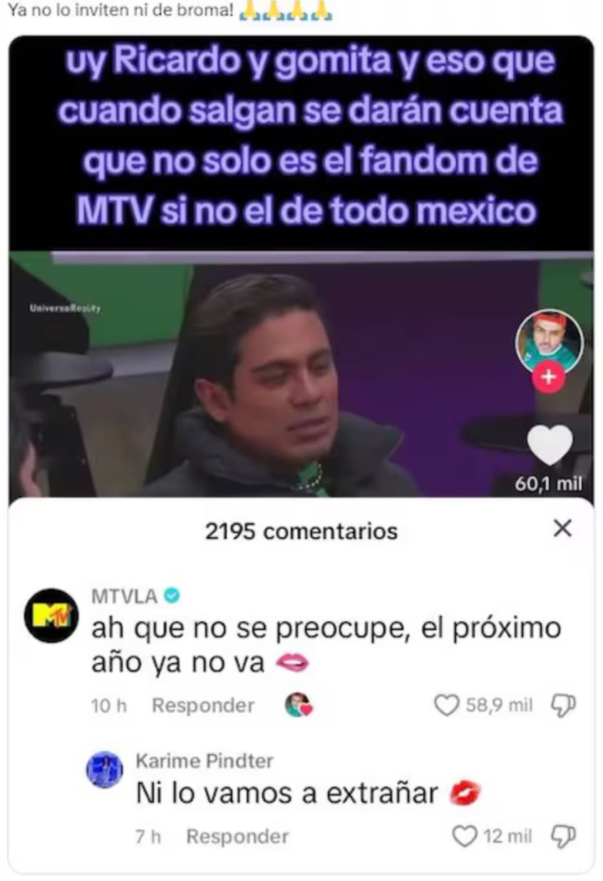 Ricardo Peralta habla mal de MTV